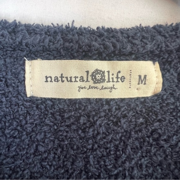 Natural Life Button Up Cardigan Sweater Navy Blue Womens Sz M Cozy Fuzzy Boho - Picture 4 of 7